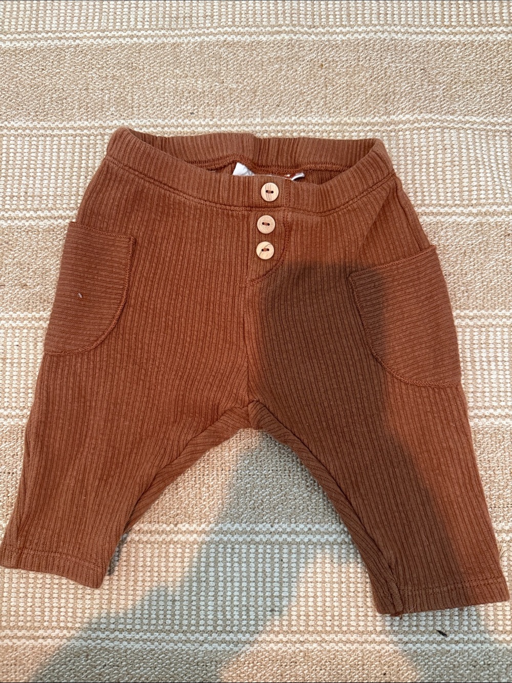 Zara Ribbed Brown Baby/Toddler Pants with Front Buttons